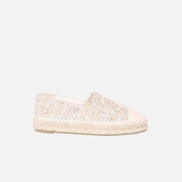 샤넬 트위드 CC Espadrille 크림